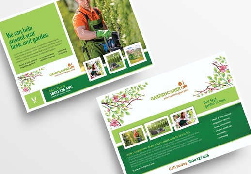 Gardening Flyer Layout with Watercolor Foliage