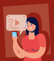 woman using smartphone technology character