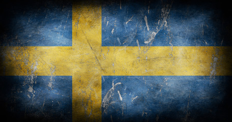 Flag of Sweden with grunge texture background 3D illustration