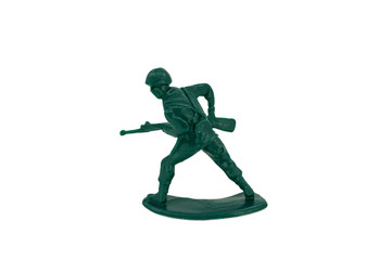 Green toy soldiers on white background. Soldier five on six models. (5/6) Picture thirteen on sixteen viewing angles. (13/16)