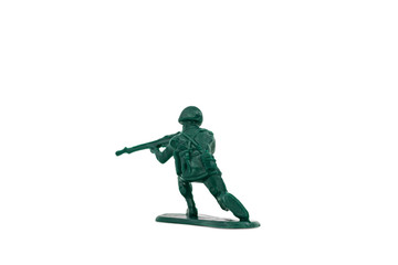 Green toy soldiers on white background. Soldier six on six models. (6/6) Picture four on sixteen viewing angles. (04/16)