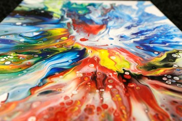 Abstract acrylic fluid-art painting