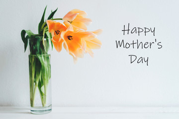 Happy Mother's Day. A beautiful bouquet of orange tulips.