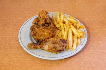 Pieces of battered chicken with garnish