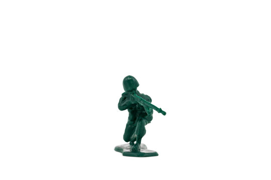Green toy soldiers on white background. Soldier six on six models. (6/6) Picture seven on sixteen viewing angles. (07/16)