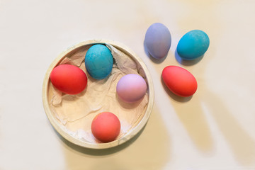 Fototapeta na wymiar Easter eggs in different colors