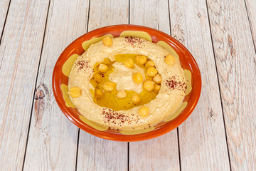 Delicious plate of Arabic hummus