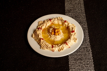 Delicious plate of Arabic hummus