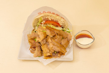 kebab sandwich with sauces