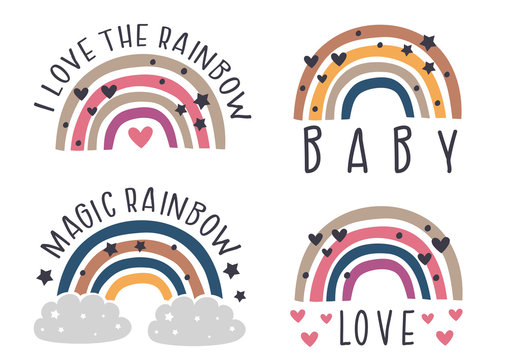 set of isolated nursery rainbows
  - vector illustration, eps    
