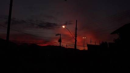power lines at sunset