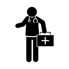 coronavirus covid 19, doctor medical kit first aid and stethoscope, health , silhouette style icon