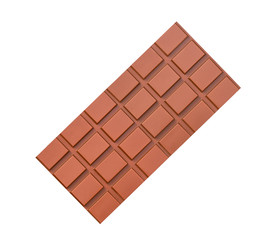 Chocolate bar isolated on white background, top view.