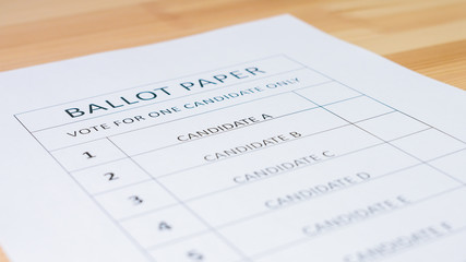 Voting ballot paper for elections. Democracy and decision concept