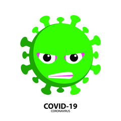 Coronavirus Vector Icon . Virus Cell Icon. Coronavirus Sign Icon. Coronavirus Cartoon. Wuhan Virus. COVID-19 NCOV-2019. Bacteria Scheme. Vector Illustration