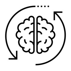 Creative cycle icon. Line icon design. Brain symbol.