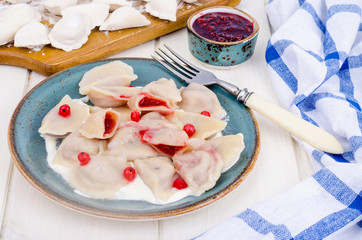 Dumplings with pastry stuffed with fresh berries.