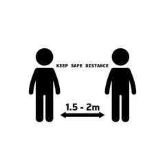 Social distancing vector icon, keep distance in public society people to protect from COVID-19 coronavirus outbreak spreading concept, People keep distance away