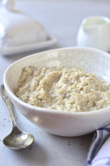 Oat porridge for a breakfast.