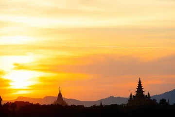 Fotobehang Sunset over Bagan Myanmar © BlueOrange Studio