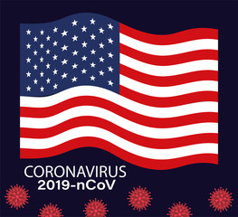 Coronavirus 2019 nCov and usa flag vector design