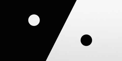 white and black dot antagonist concept rivalry conflict synthesis concept 3d illustration render. white and black background