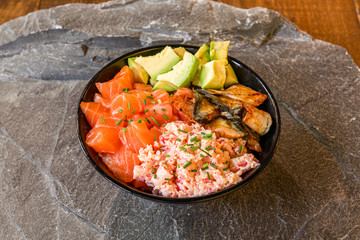 Image of poke bowl with salmon