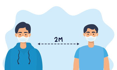 men with social distancing for covid19