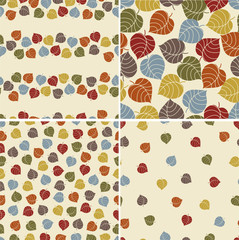 Seamless coordinated patterns with leaf motif 