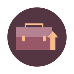 mobile banking, business suitcase profit arrow block style icon