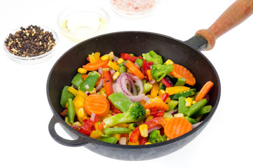 Mix of frozen vegetables in healthy diet