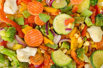 Mix of frozen vegetables in healthy diet