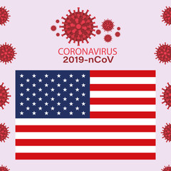 Coronavirus 2019 nCov and usa flag vector design