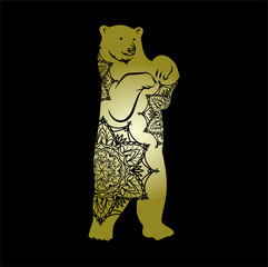 Mandala vector, Mandala Luxury, gold head beer mandala with black background