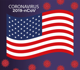 Coronavirus 2019 nCov and usa flag vector design