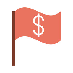 mobile banking, red flag money flat style icon
