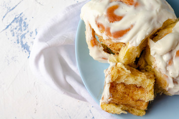 hot drink and cinnamon rolls for breakfast