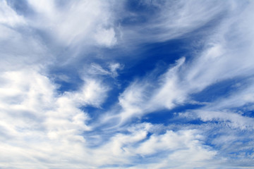 Naklejka na ściany i meble Clouds with blue sky in the city of Cadiz, Andalucia. Spain. Europe 