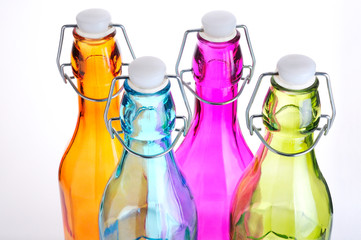 Colored glass bottles with airtight stopper