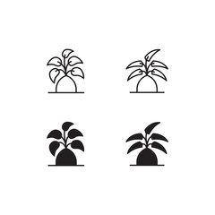 Fototapeta na wymiar Tree Line and Solid Icon Logo Vector Symbol
