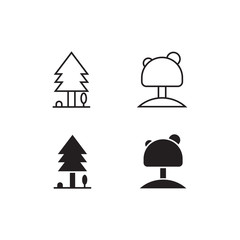 Tree Line and Solid Icon Logo Vector Symbol