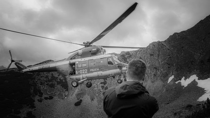helikopter w górach, Tatry © Franciszek