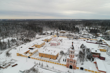 Winter Trinity-Odigitrievskaya Desert, Novofyodorovsky Settlement, Moscow, aerial view
