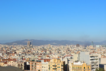 View of Barcelona on a sunny day, Spain