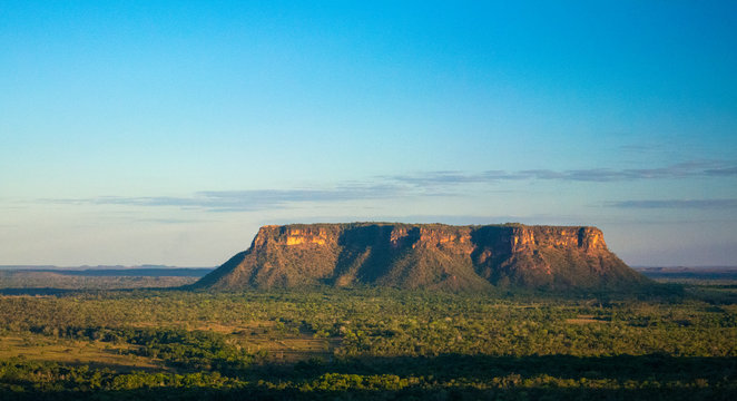 Rock formations landscape at chapada das mesas, Brazil, seen from the Pedra furada tourist attraction. 