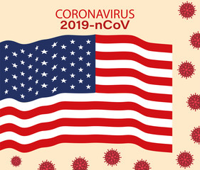Coronavirus 2019 nCov and usa flag vector design