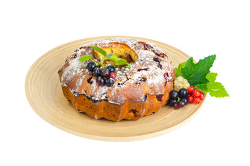 Homemade cake with berries for family celebration