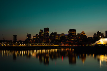 Sunset over Montreal downtown in Canada