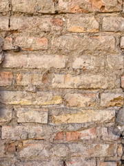 Fragment of an old brick wall. Background, brick texture