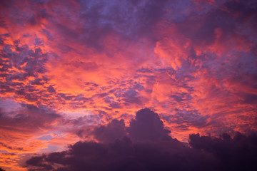 Beautiful Cloud sky dramatic red sunset and silhouette tree.